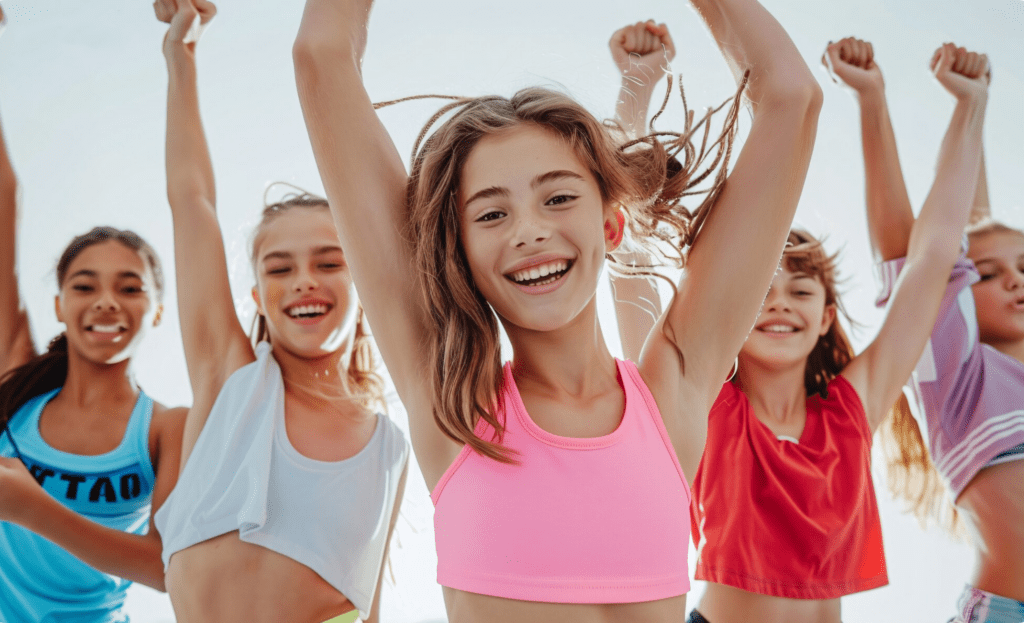 Sport treiben, gemeinsam Sport machen, Jubel, Ziel erreicht